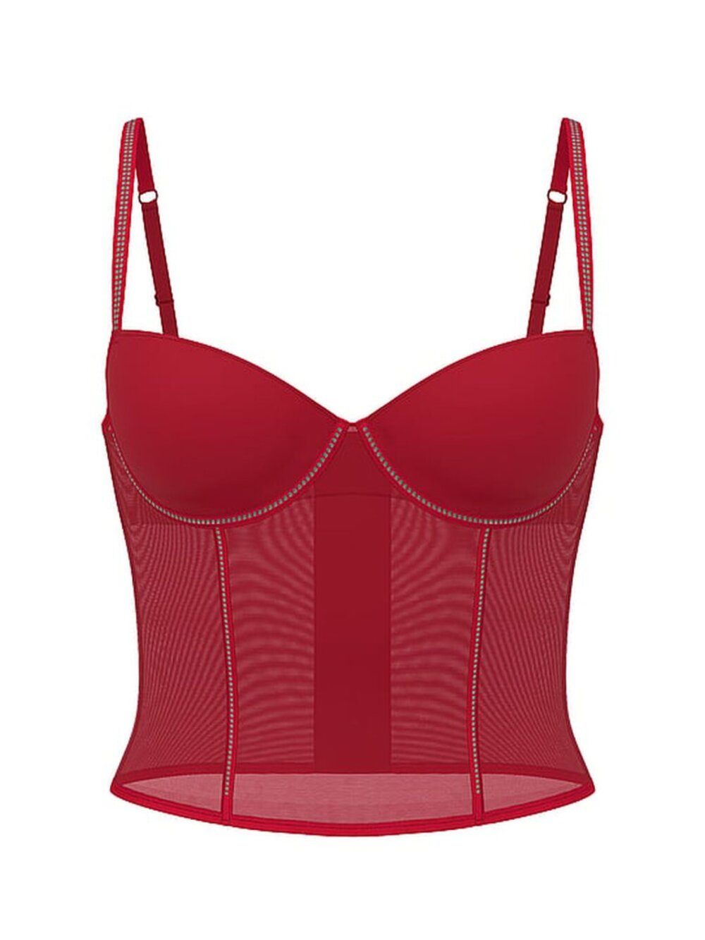 New! PINK Victoria's Secret Red Wink Lightly Lined Corset Top Small 40122
